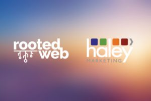 Haley Marketing and Rooted Web logos